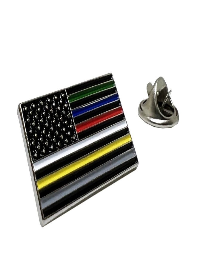 PinMaze Fights American Flag Lapel Pin - Veterans Army Firefighter Corrections Dispatch EMS EMT Military Brooch - Image 1